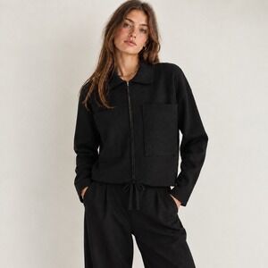 All:Row Black Flor Knit Zip Up Jacket Utility Clean Girl Streetwear Women's L